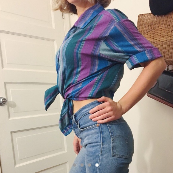 Vintage striped shirt sleeve button down - Picture 4 of 4